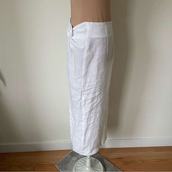 Casa | Raki Gaby White Linen Knot Front Side Slit Midi Skirt EUC Size Medium - Picture 4 of 12